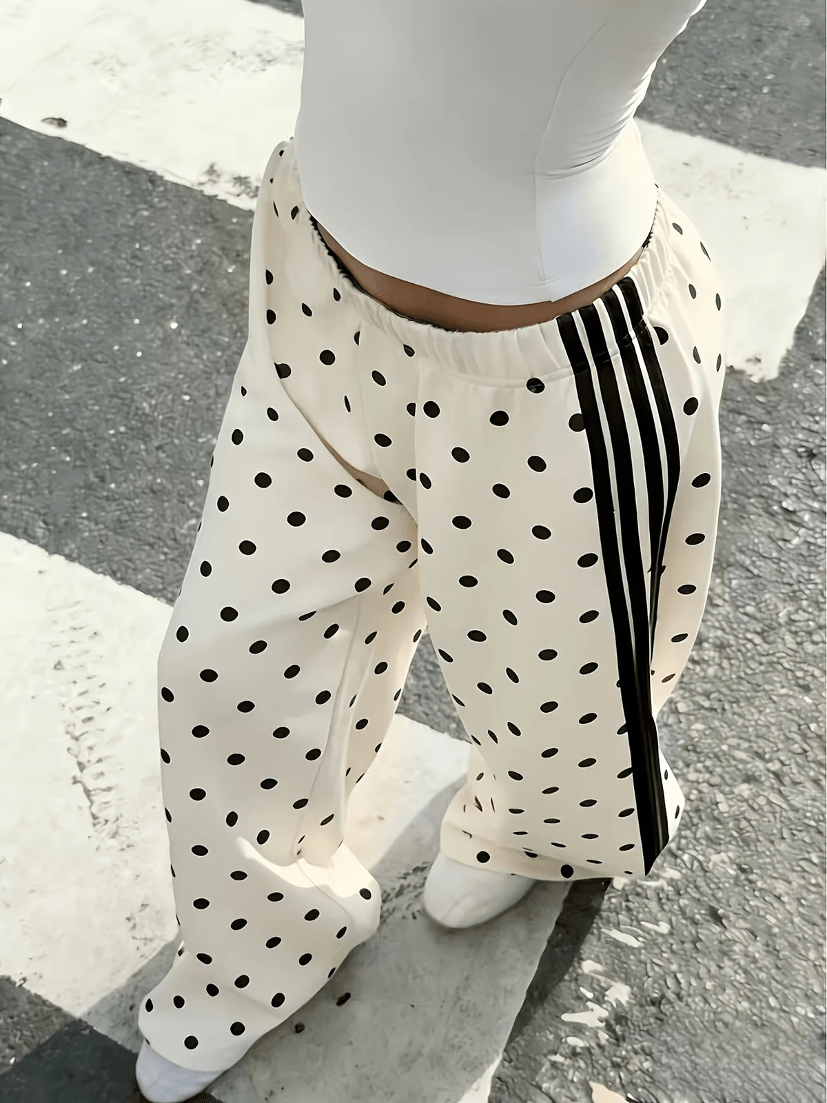Personalized Striped Y2K Loose Fit Sports Pants for Women