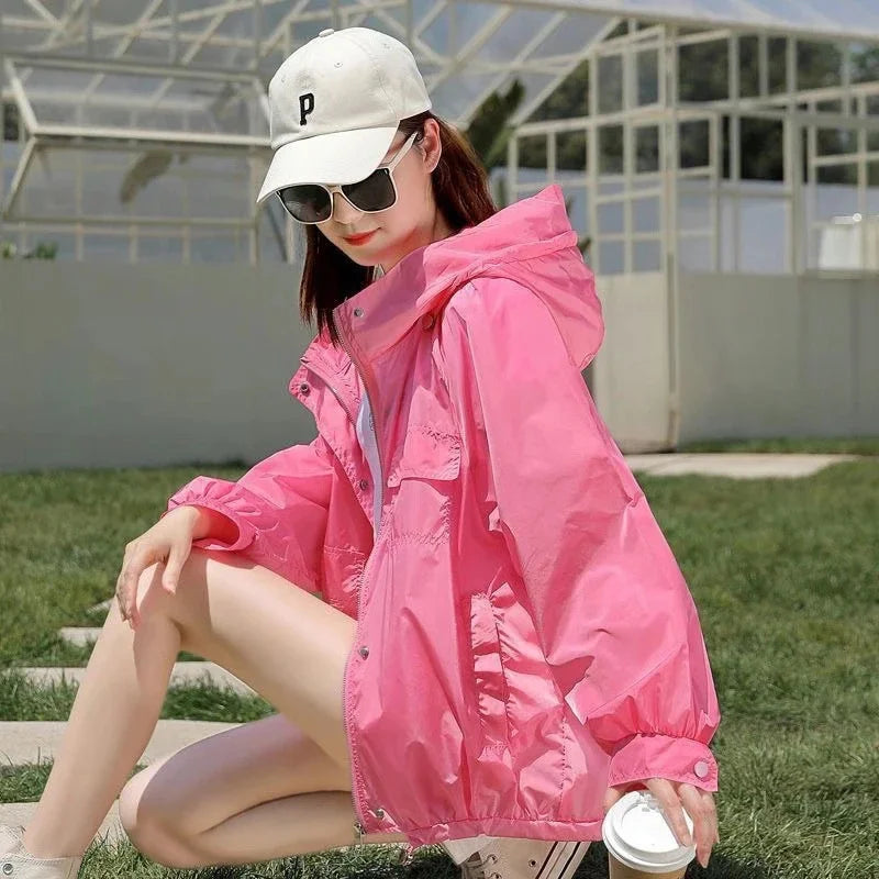 Casual Loose Fit Breathable Hooded Jacket for Women
