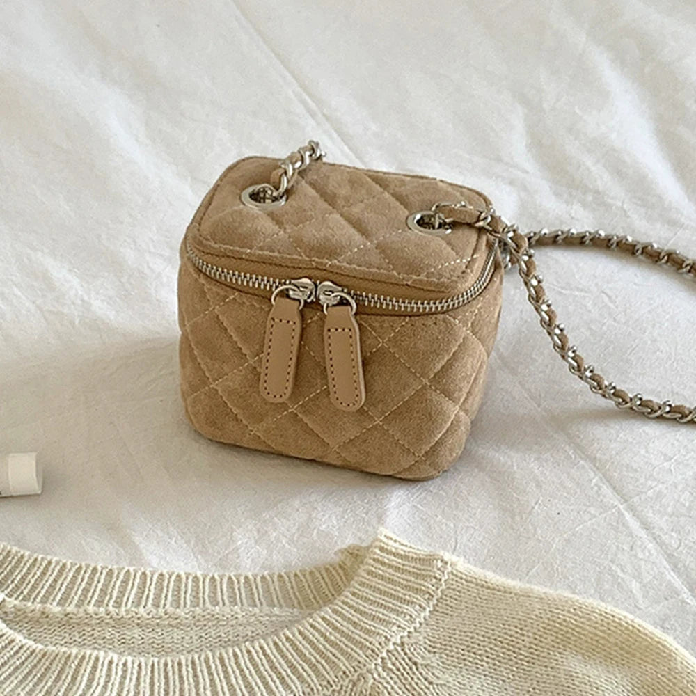 Mini Denim Crossbody Bag with Chain Strap for Women