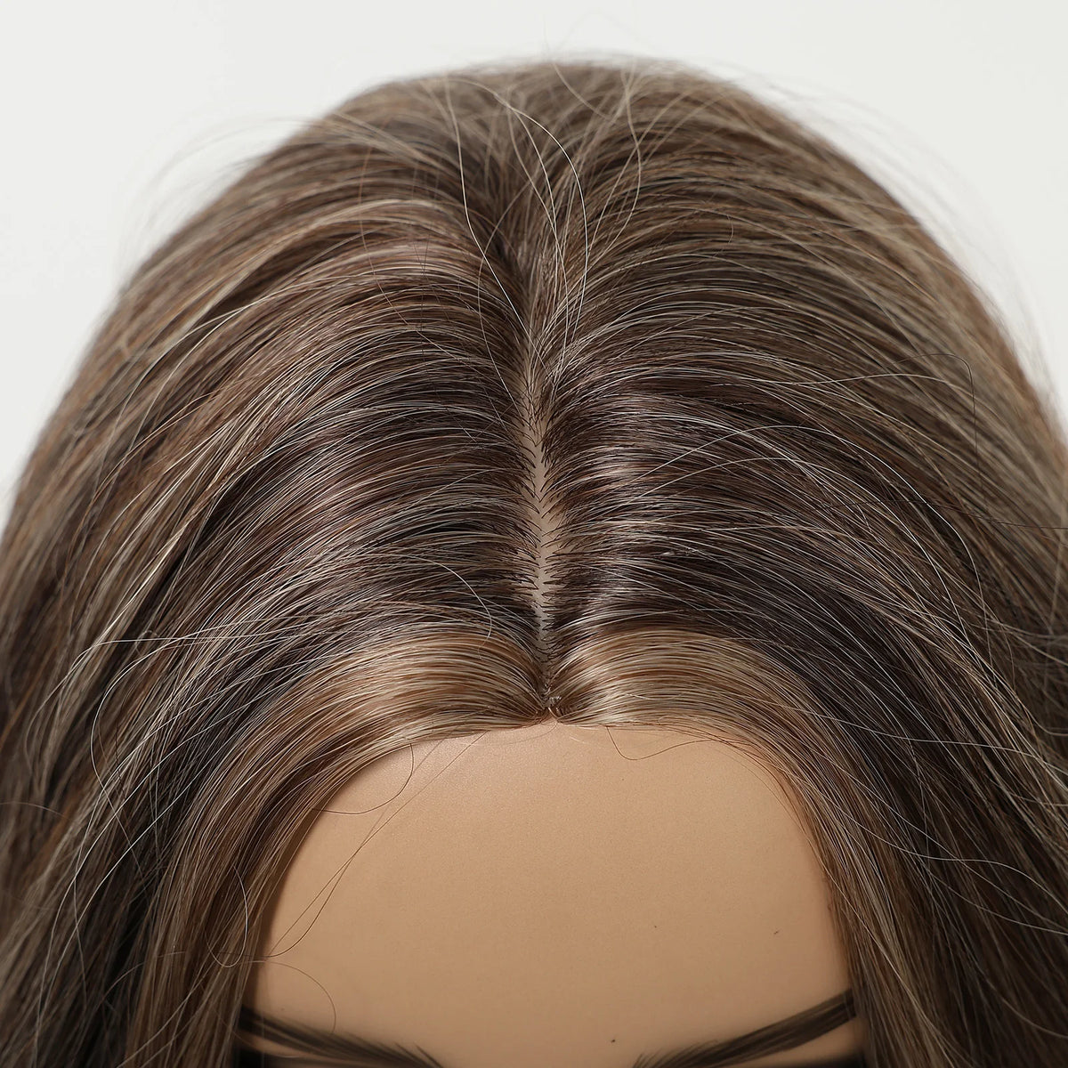 Heat Resistant Dark Brown Blonde Highlight Wig for Women