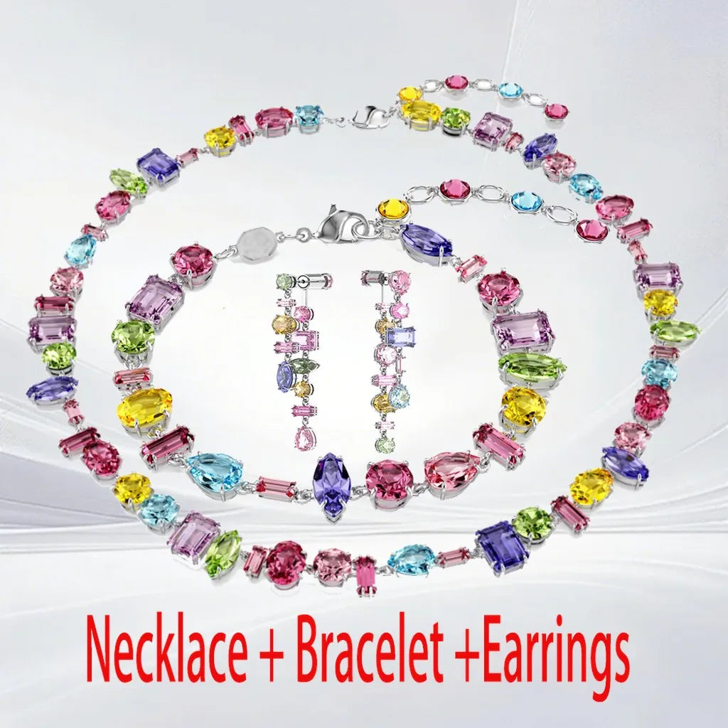 Gold Plated Mixed Cut Crystal Jewelry Set for Women