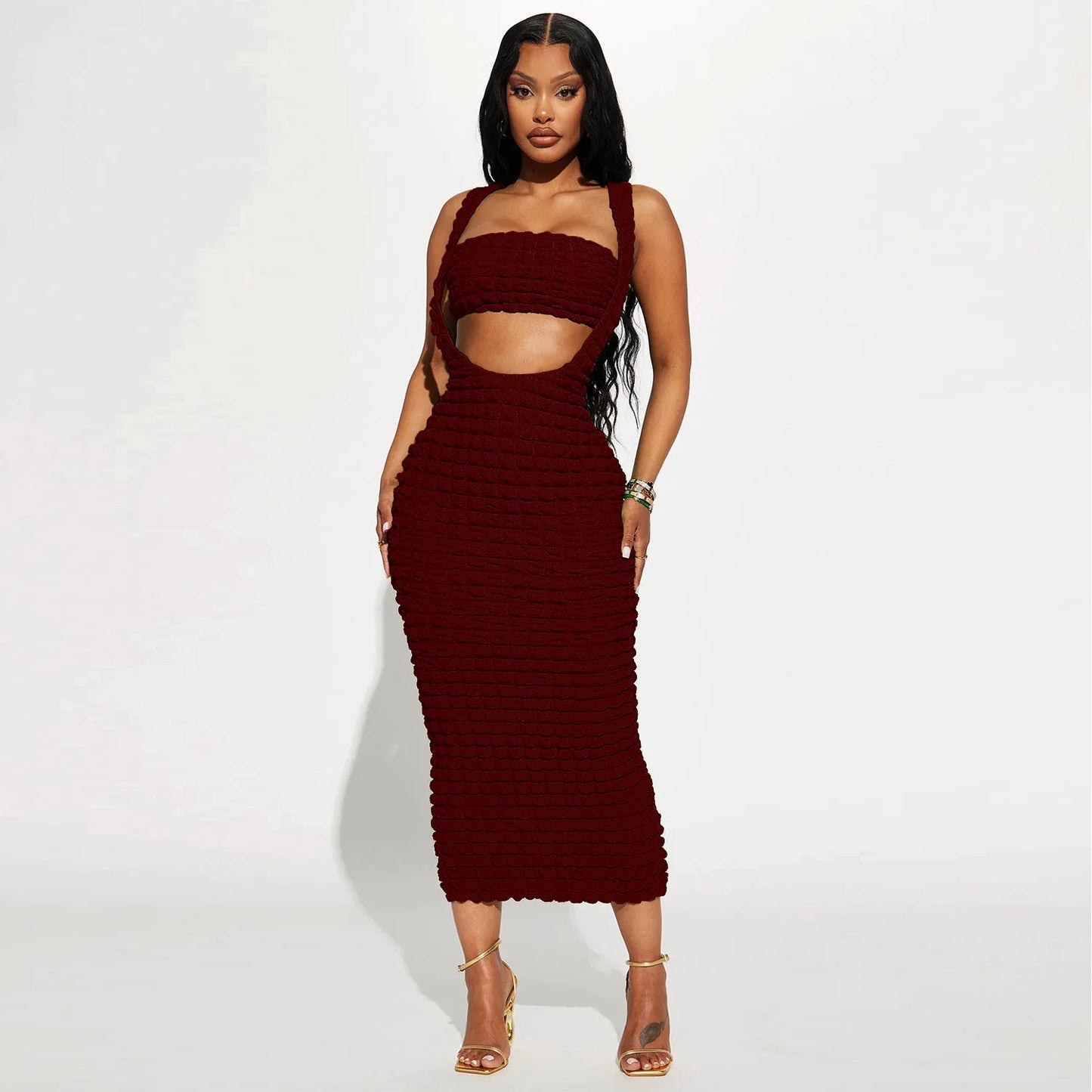 Cutout Crop Top Two Piece Set
