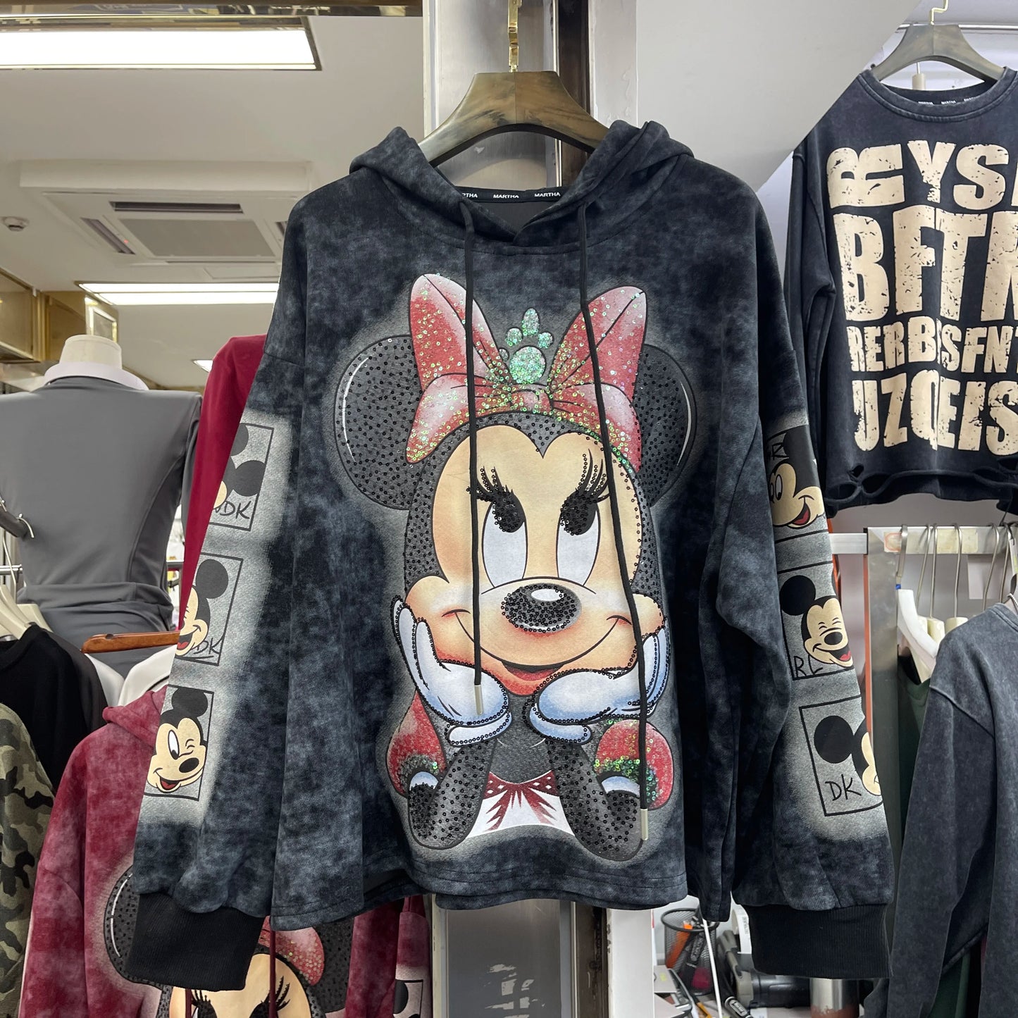 2025 Autumn Winter Heavy Industry Sequin Cartoon Loose Sudaderas Fashion Hoodie Women's Autumn Winter Hooded Pullover Sweatshirt