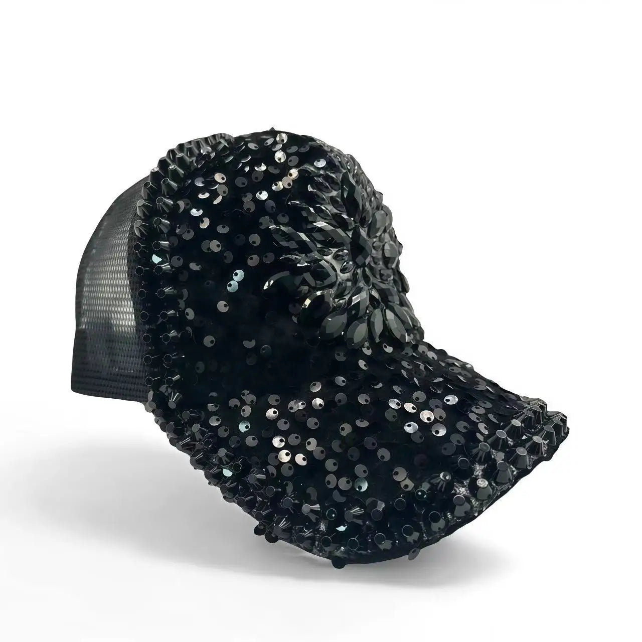 Black Luxury Steampunk Rhinestone Baseball Cap for Women