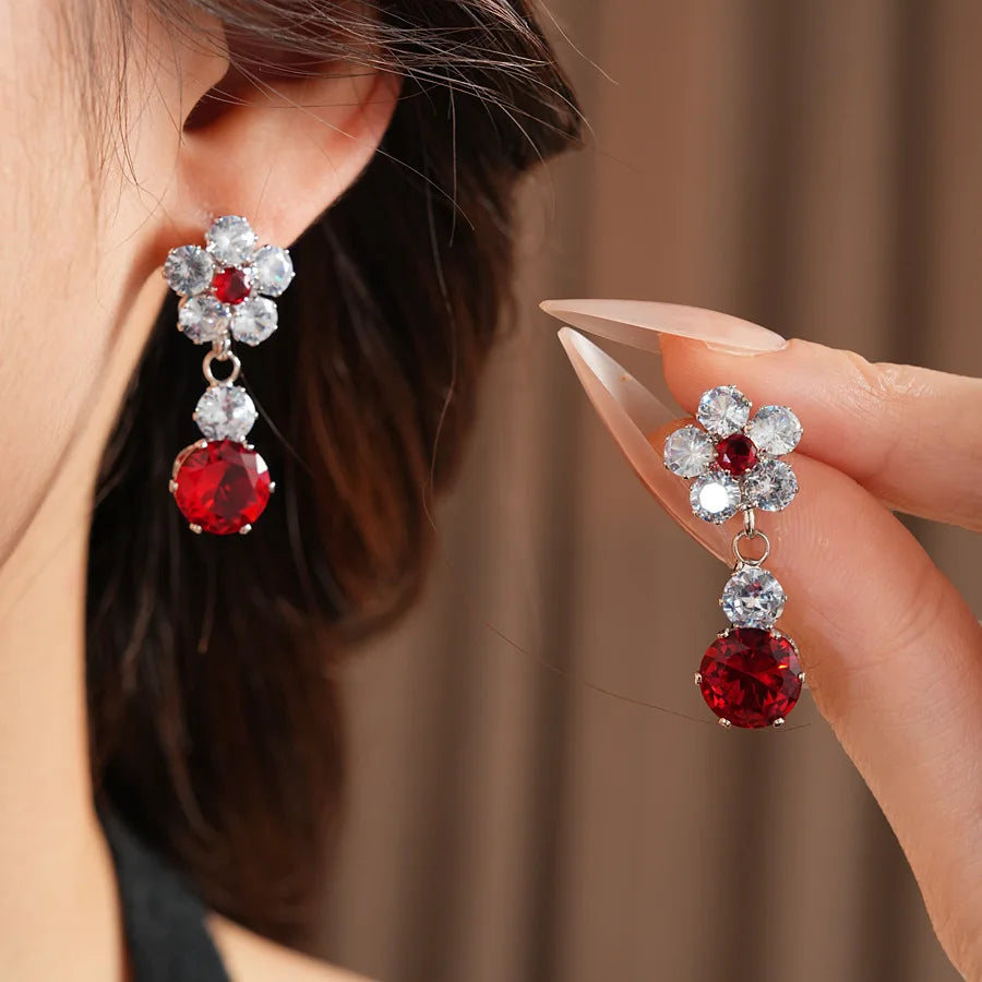 Flower Pendant Necklace And Earring Set