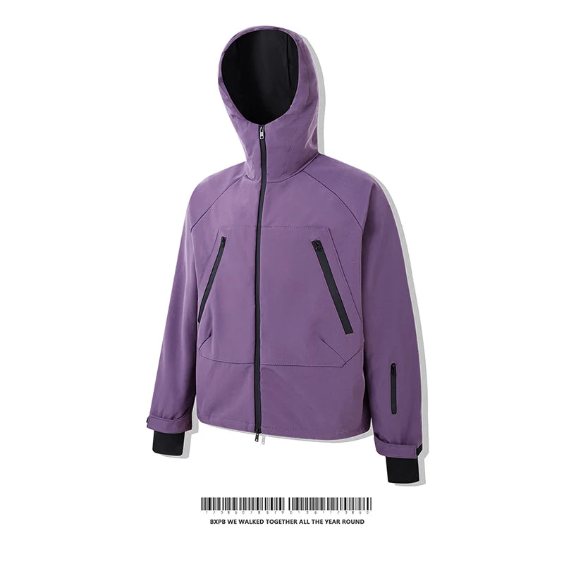 Waterproof Fleece-Lined Hooded Windbreaker Set for Women