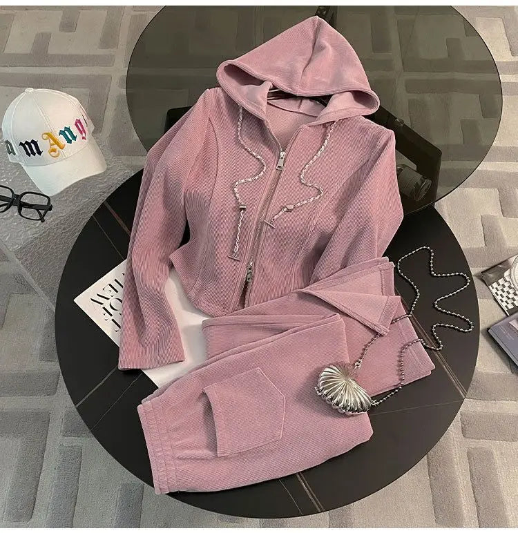 Hooded Zip Tracksuit Set