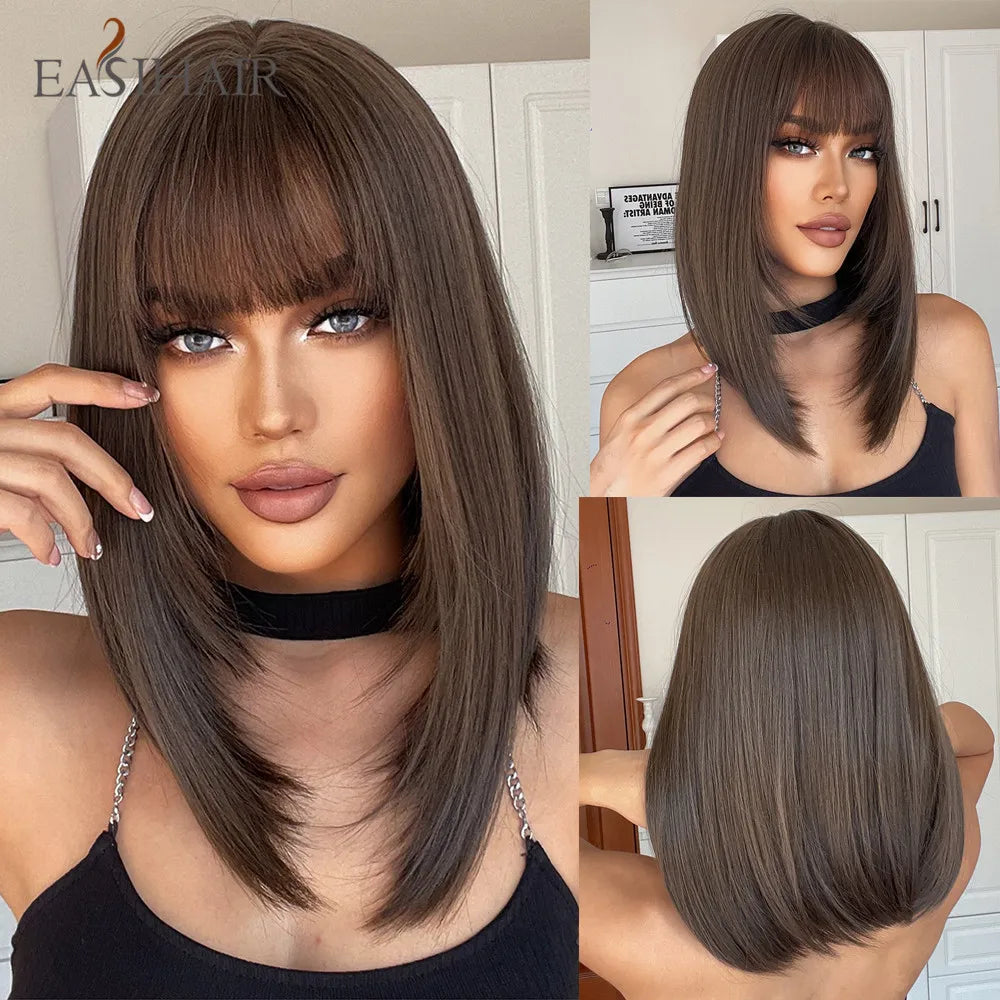 Light Blonde Bob Wig With Bangs for Women Heat Resistant