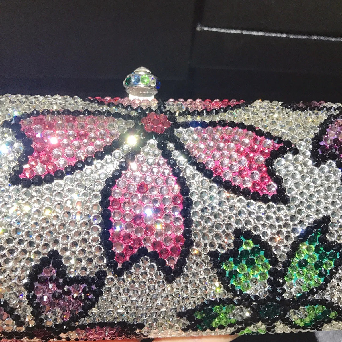 Sparkling Crystal Quilted Hard Case Clutch Bag for Women