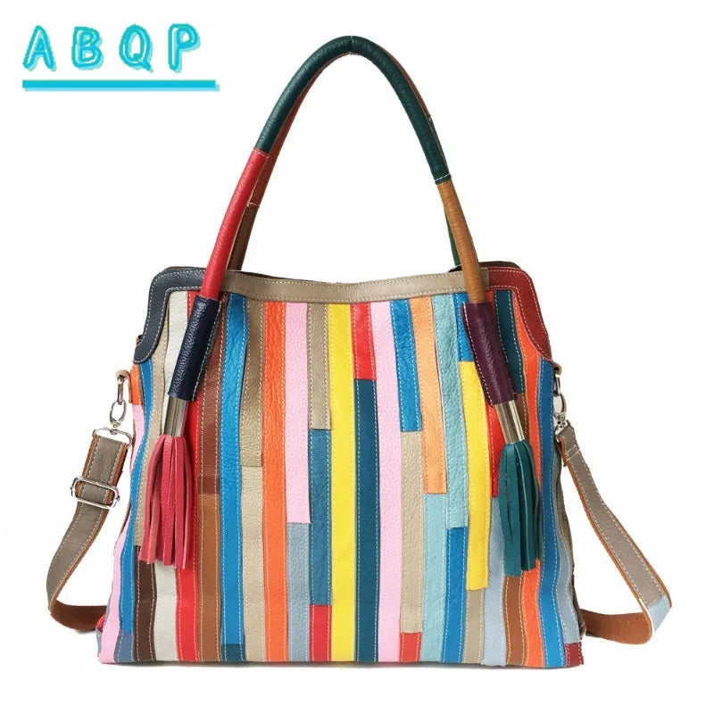 ABQP New Women's Handbag Luxury Brand Genuine Leather Hand-stitched Women's Shoulder Crossbody Bag Fashionable Women's Bag