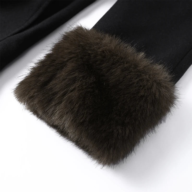 Warm Faux Fur Hooded Winter Coat With Pockets for Women