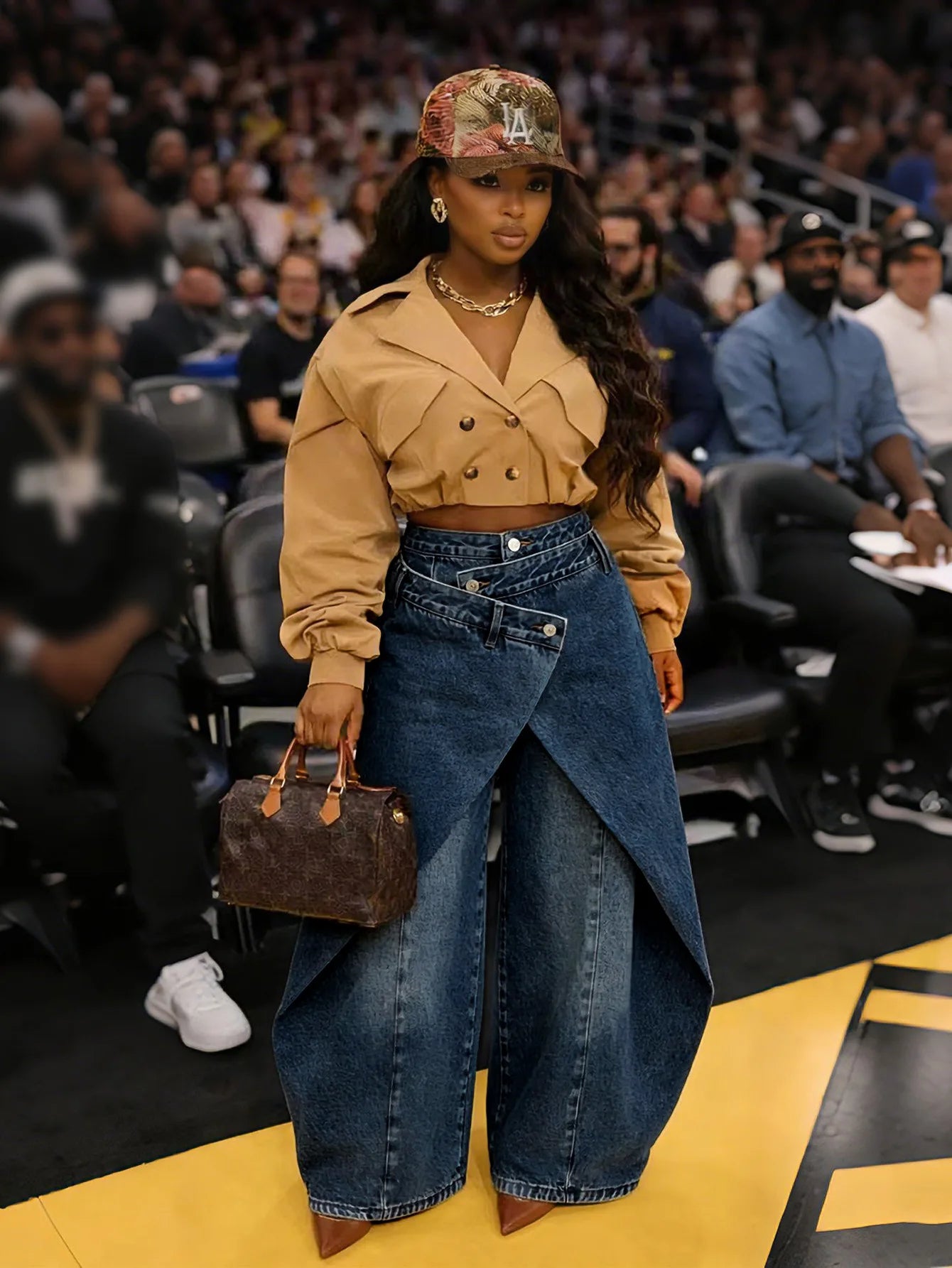 Vintage Washed High Waist Wide Leg Denim Jeans for Women