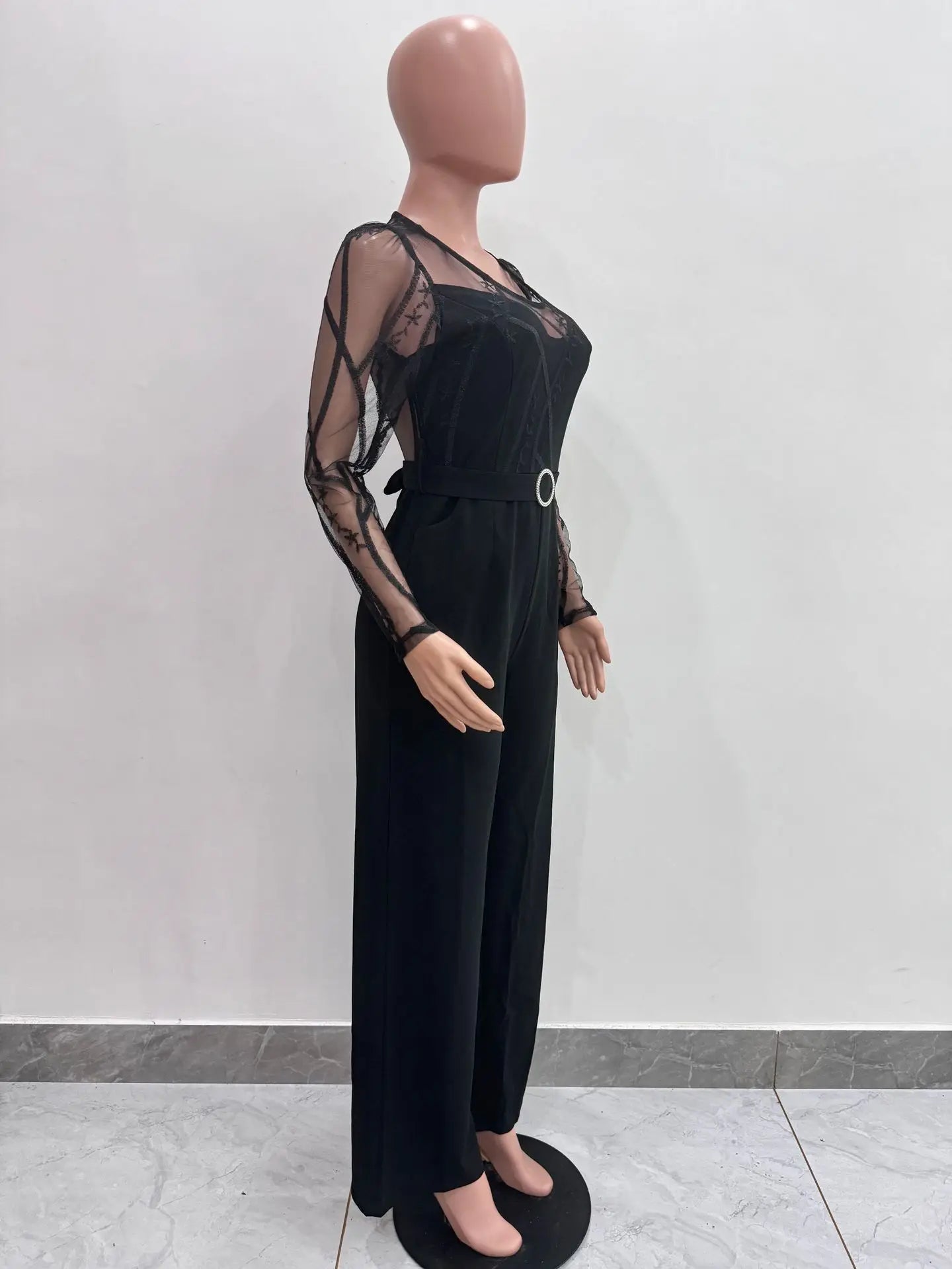 Elegant Patchwork Wide Leg O-neck Jumpsuit for Women