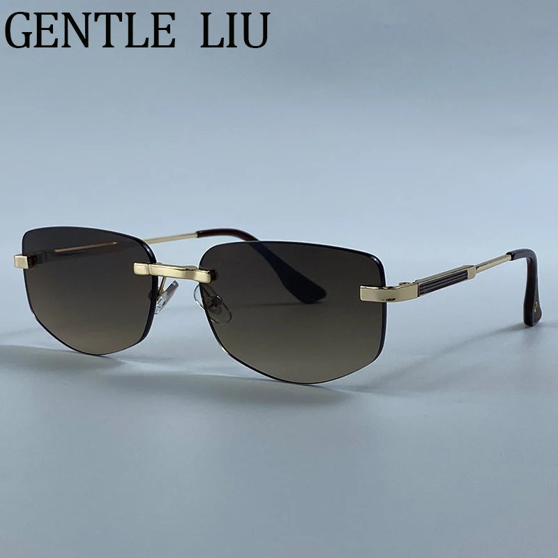 Rimless Geometric Fashion Sunglasses