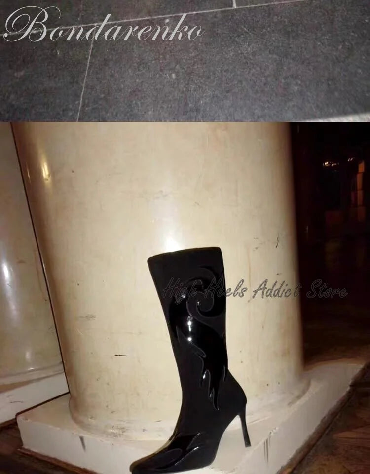 Mid-Calf Pointed Toe Stiletto Suede Boots With Side Zipper For Women