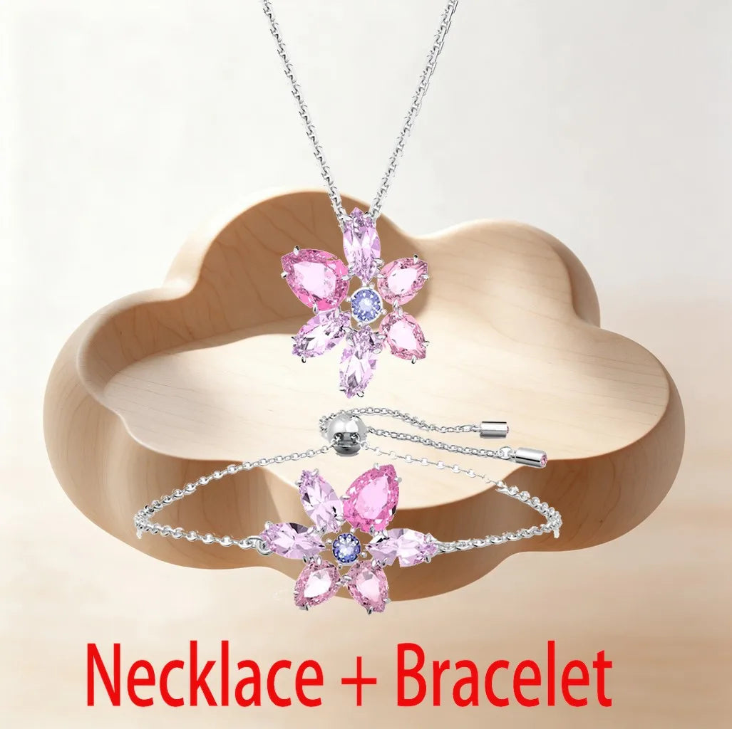 Shimmering Crystal Jewelry Set With Necklace And Earrings For Women