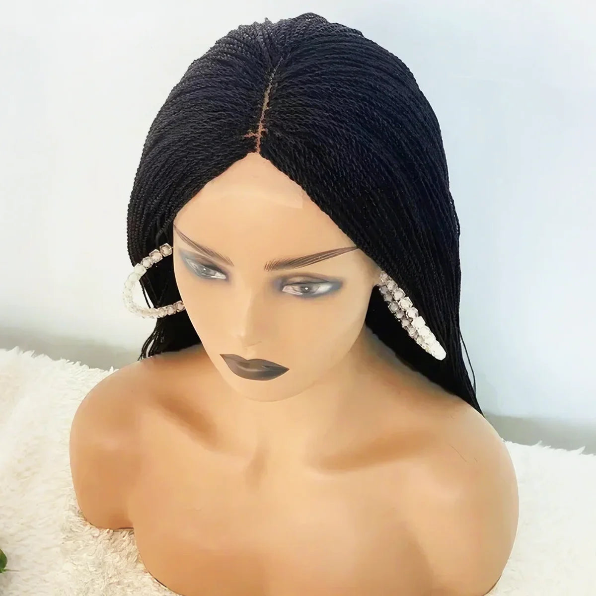 28inch Chestnut Brown Micro Twist Color Mix Wig with 5x5 HD Lace Closure Glueless Natural Look Braiding Lace Wig for Women