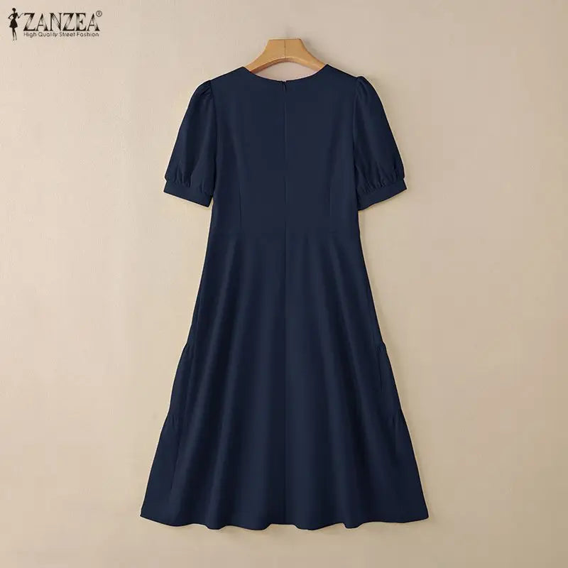Tiered Puff Sleeve Midi Dress
