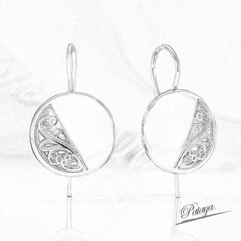 Rose Gold Hollow Round Drop Earrings