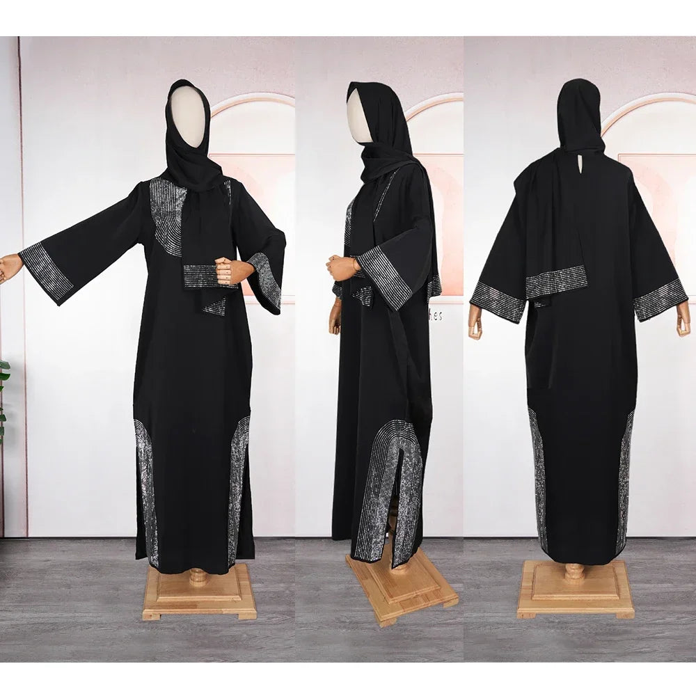 Beaded Chiffon Abaya Dress