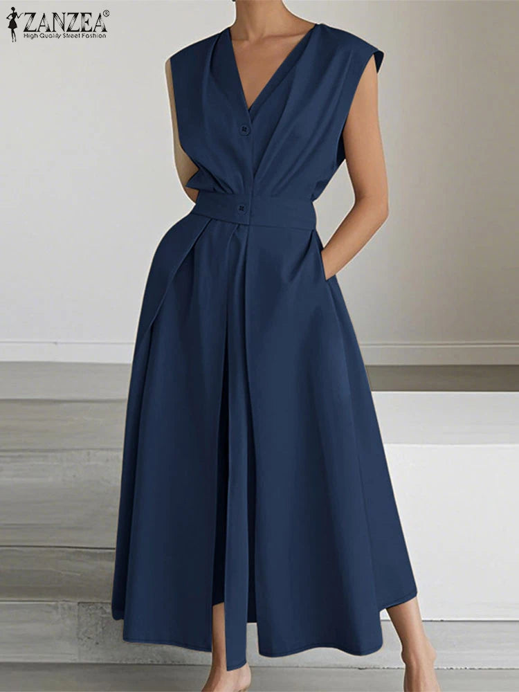Collared Button Front Maxi Shirt Dress