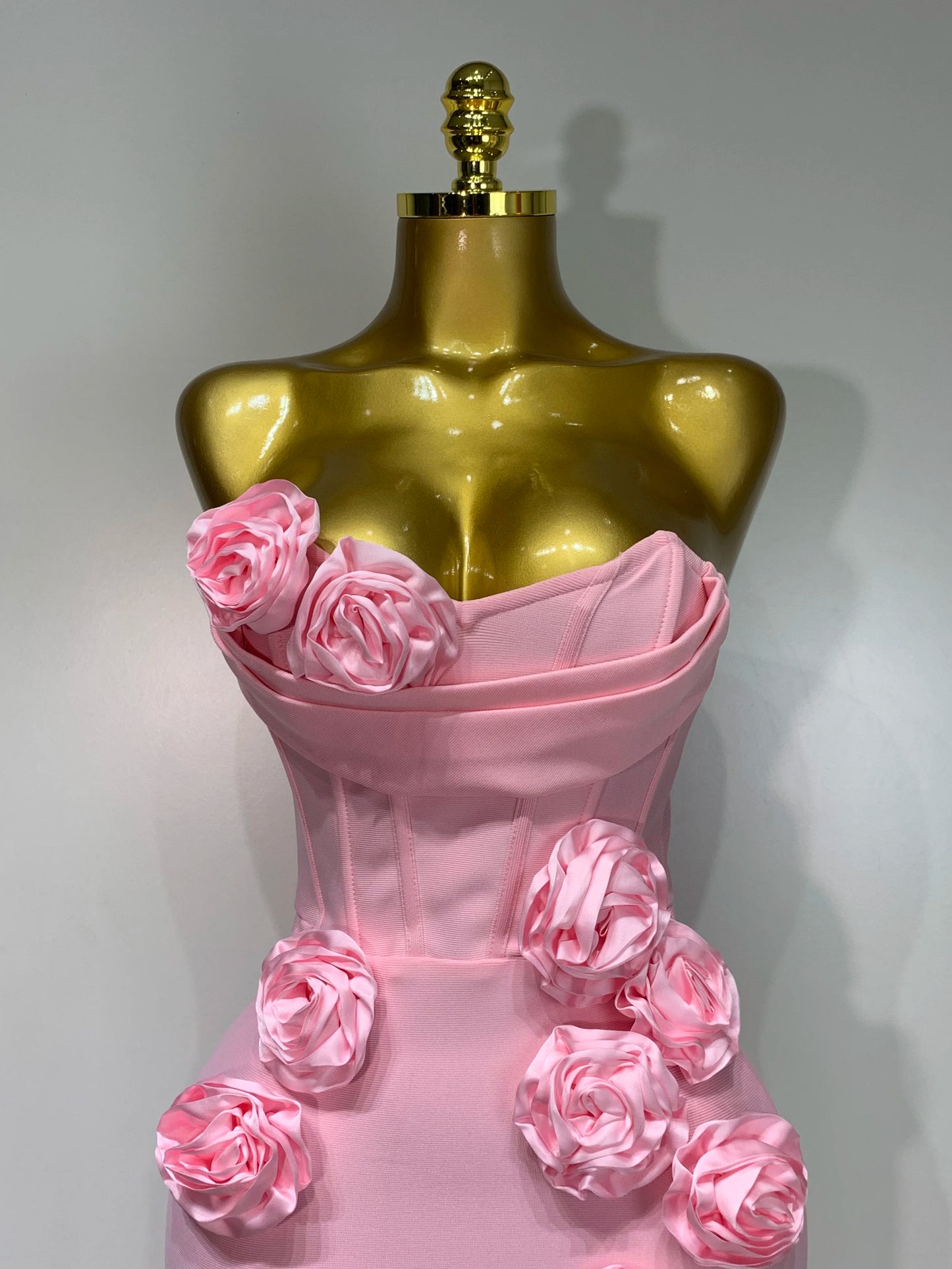 2025 Newest Women Sexy Strapless Backless Red Flower Midi Bandage Dress Celebirty Elegant Evening Club Party Birthday Dresses