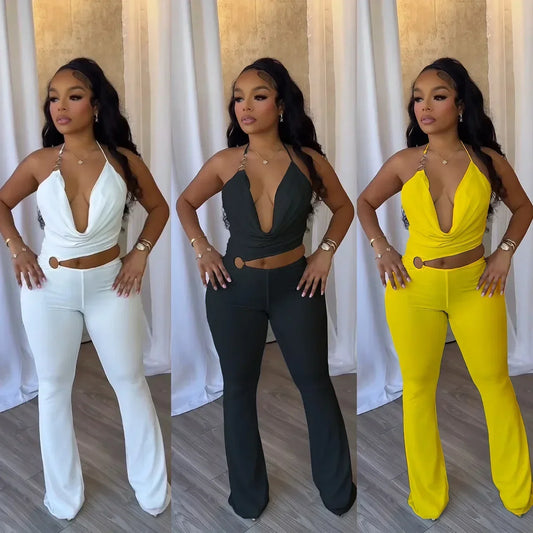 Elastic Neck Strap Jumpsuit