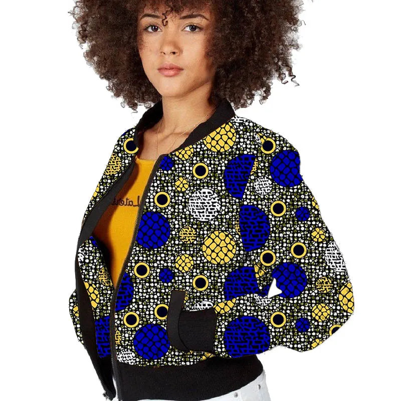 Elegant African Print Tailored Flight Jacket for Women