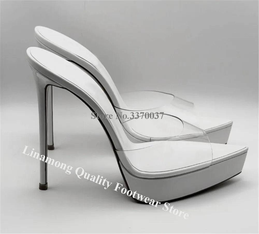 Modern Clear Patchwork Stiletto Sandals