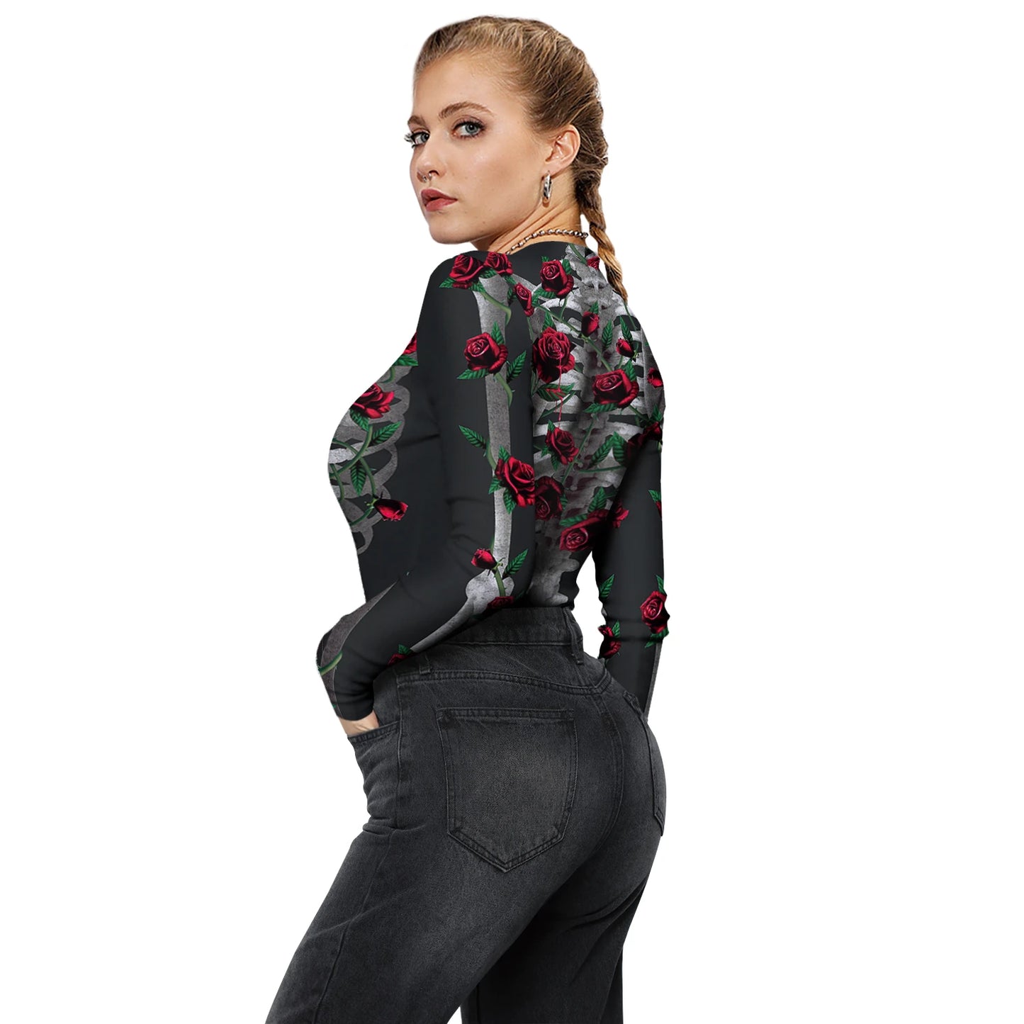 Halloween Skeleton Print Zentai Jumpsuit for Women