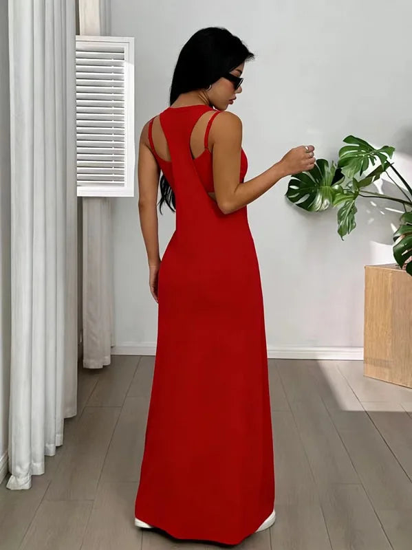 Sleeveless Backless Two Piece Maxi Dress Set for Women