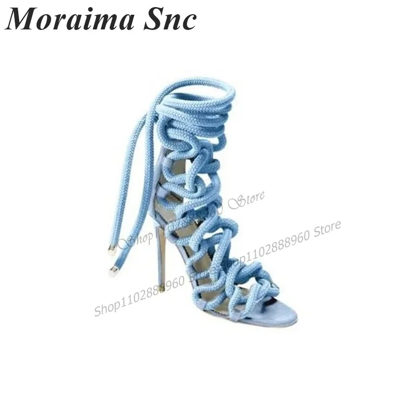 Pink Flock Stiletto Sandals With Open Toe And Back Zipper For Women