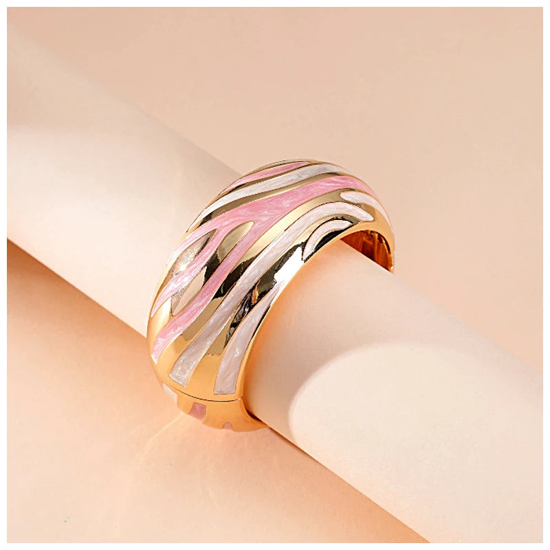 Colorful Enameled Statement Cuff Bangle Bracelet for Women
