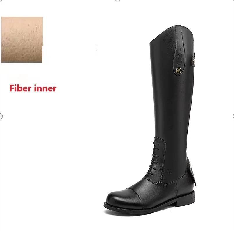Knee-High Premium Leather Waterproof Non-Slip Riding Boots for Women