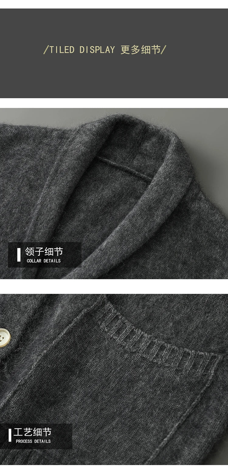 Warm Winter Wool Knit V-Neck Pocket Cardigan for Women