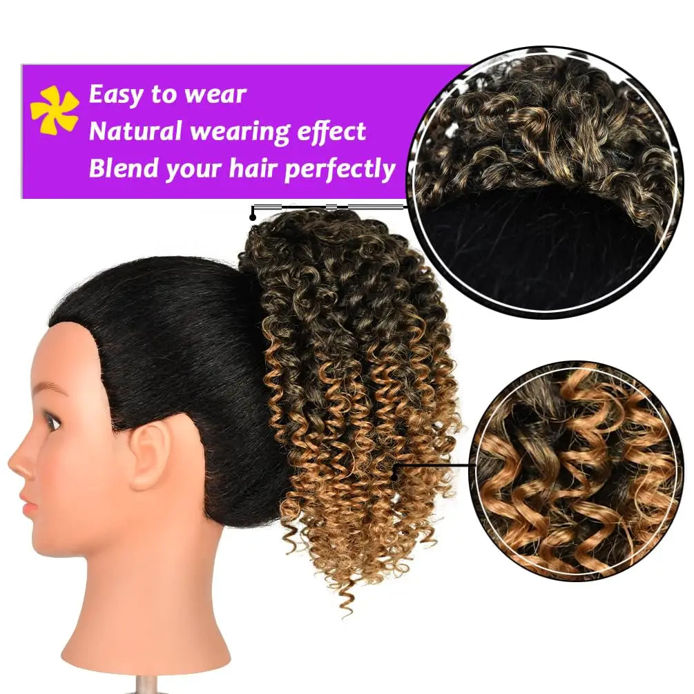 Premium Clip In Curly Afro Puff Hairpiece for Women