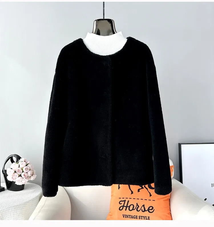 Real Shearling Wool Coat