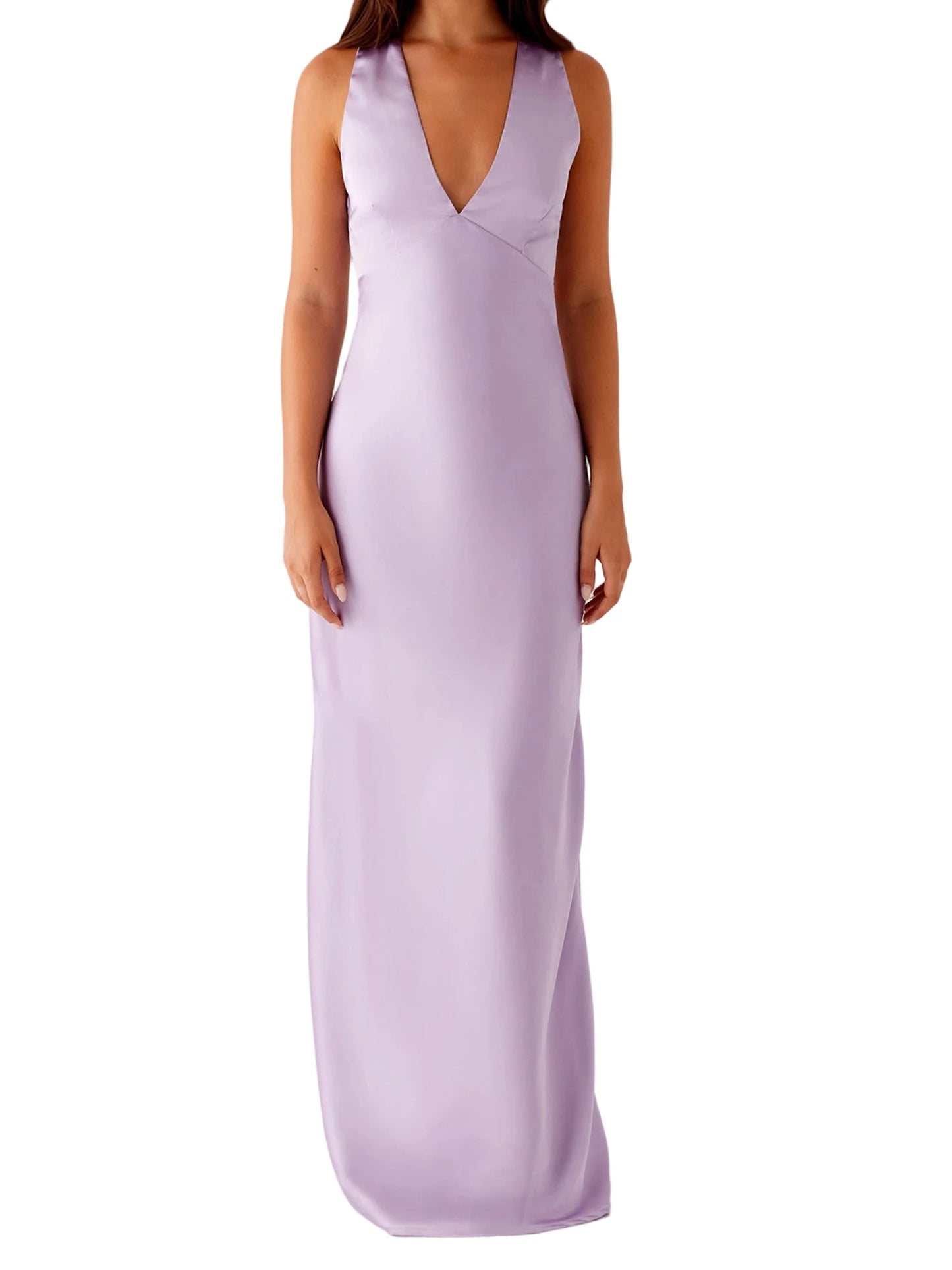 Women's Satin Halter Dress Solid Color Back Cross Elegant Slim Fit Dress for Party, Wedding
