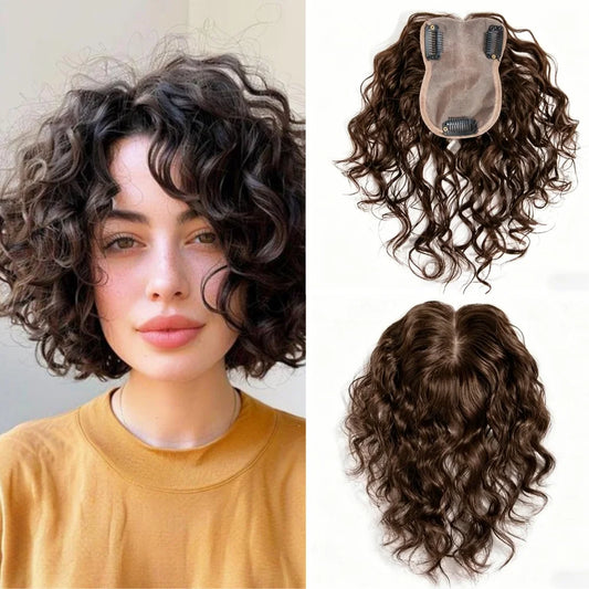Wavy Silk Base Human Hair Topper With Clips for Women