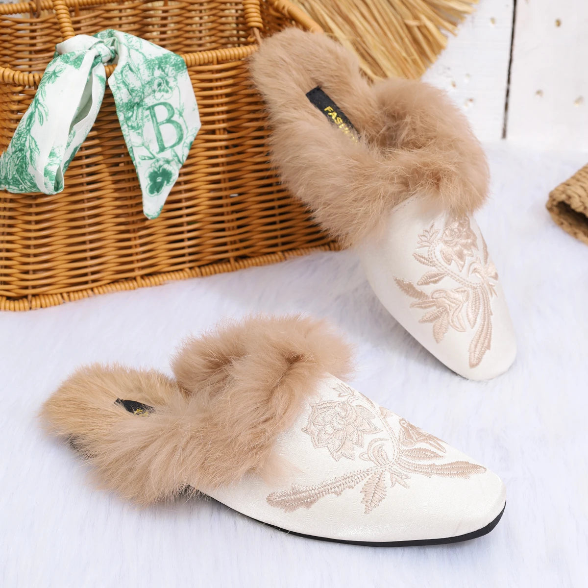 Plush Faux Fur Slippers