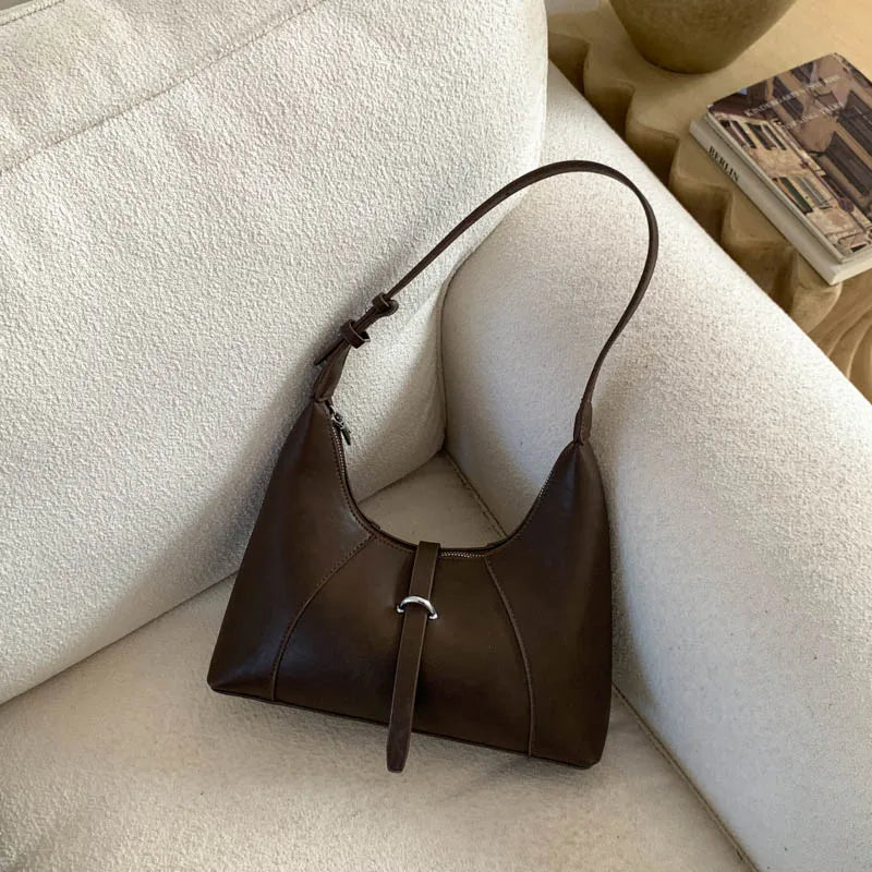 Solid Color Faux Leather Hobo Shoulder Bag for Women