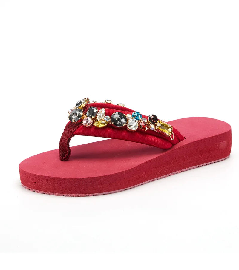 Crystal Accent Clip Toe Casual Summer Sandals For Women