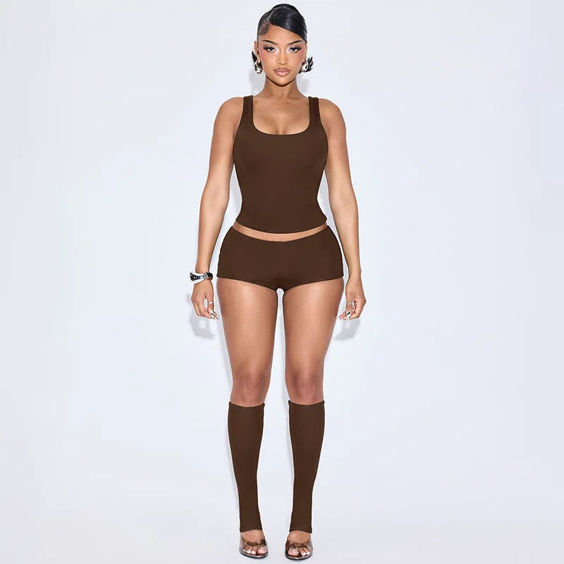 Sexy Mesh Patchwork Crop Top and Shorts Set for Women