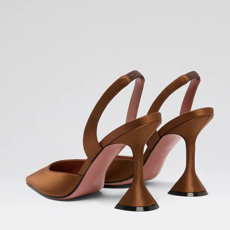 Satin Pointed Toe Back Strap High Heel Sandals for Women