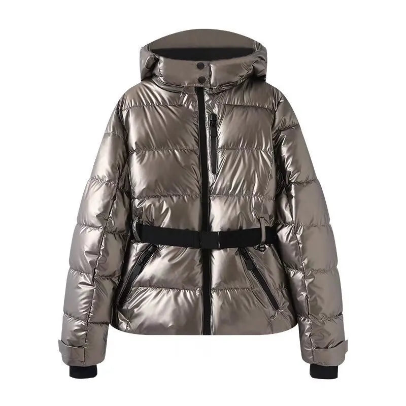 Warm Hooded Padded Ski Jacket And Pants Set for Women
