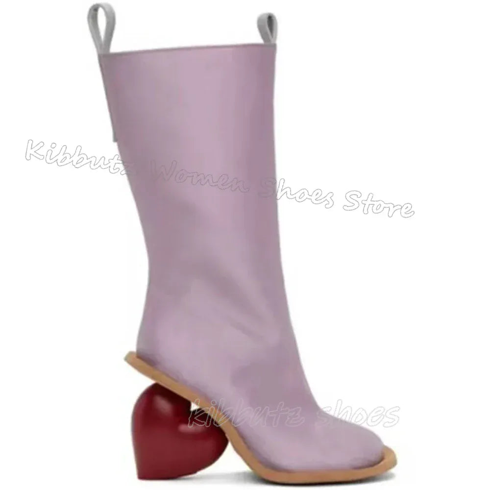 Heart Shaped Heels Knee High Boots