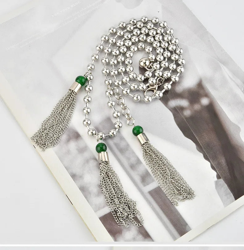 Retro Hollow Out Chain Belt With Metal Tassels for Women