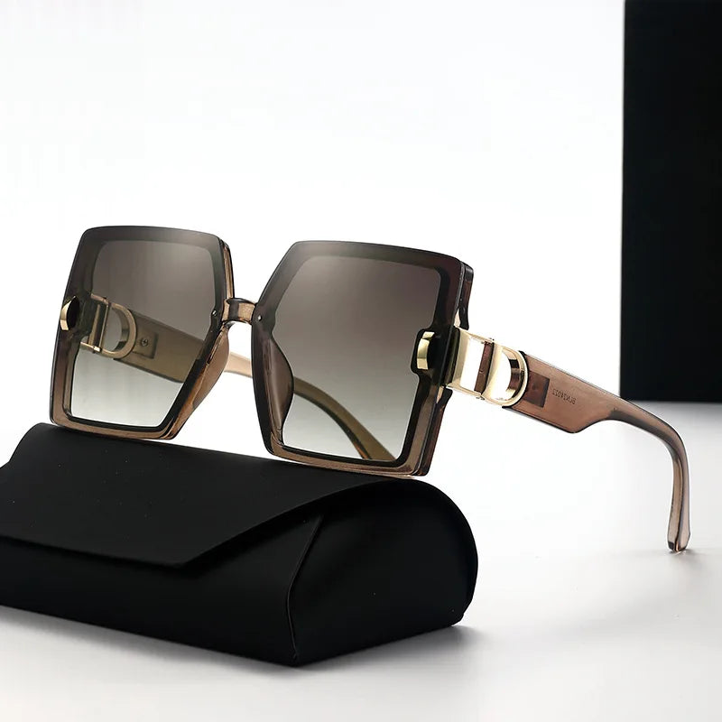 Oversized D-Shaped UV400 Fashion Sunglasses for Women