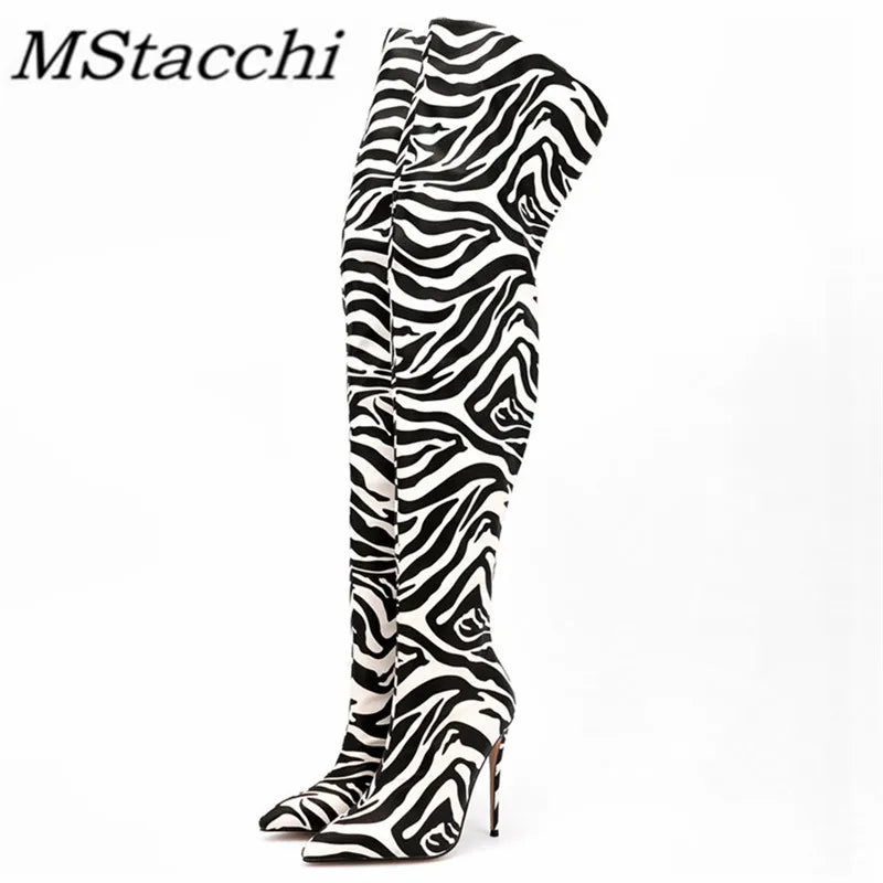 Over The Knee Pointed Toe High Heel Boots for Women