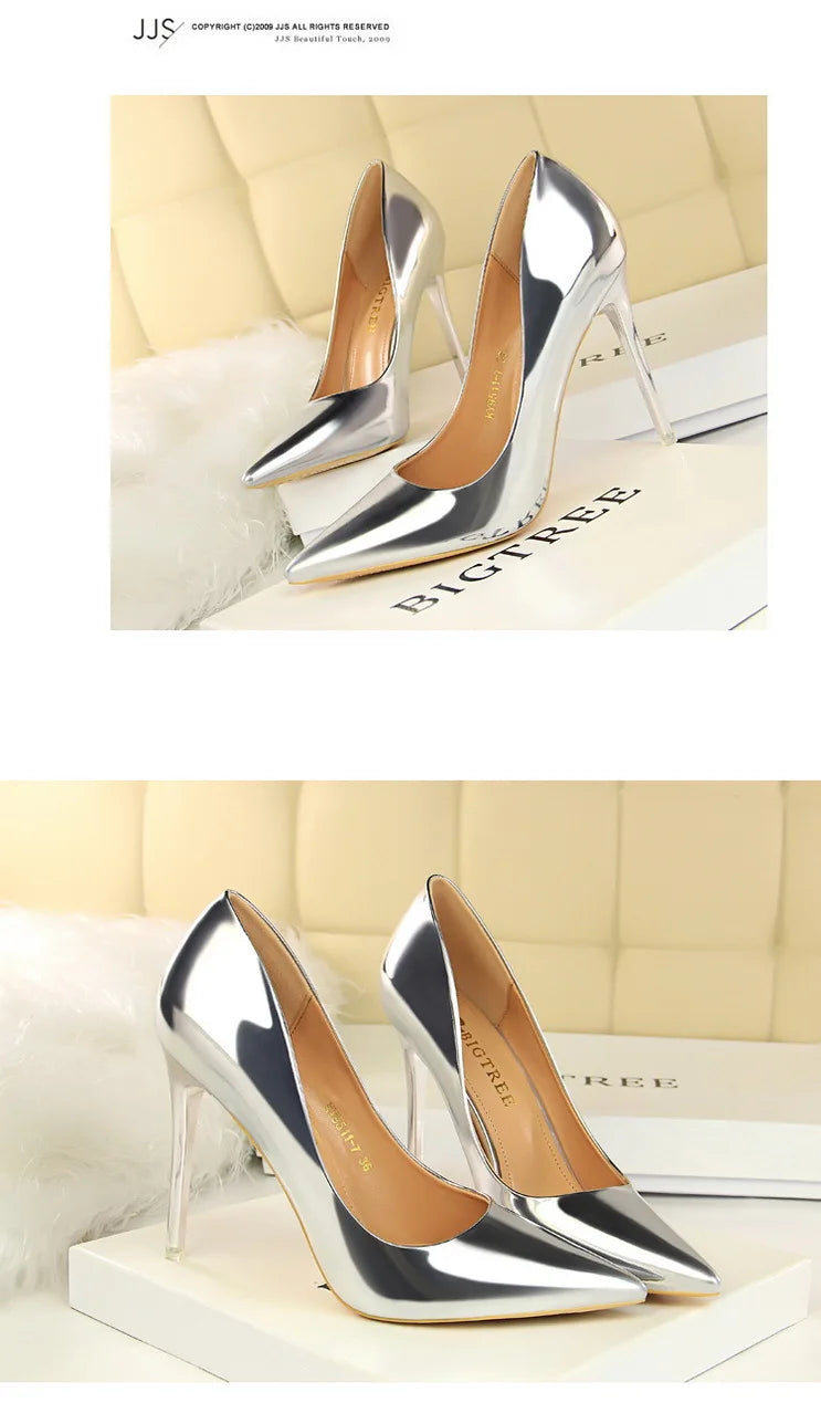 Classic Patent Leather Stiletto High Heel Pumps for Women